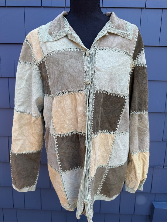 Denim&Co Jackets & Blazers - Denim&Co Patchwork Suede Jacket Green Tones Large